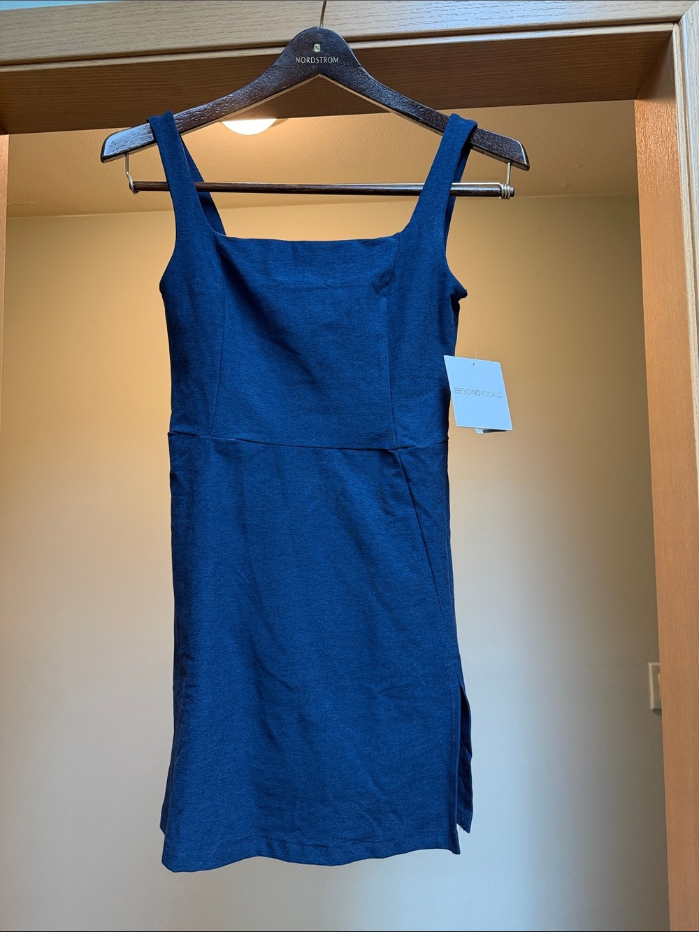 Beyond Yoga Navy Square-Neck Mini Dress